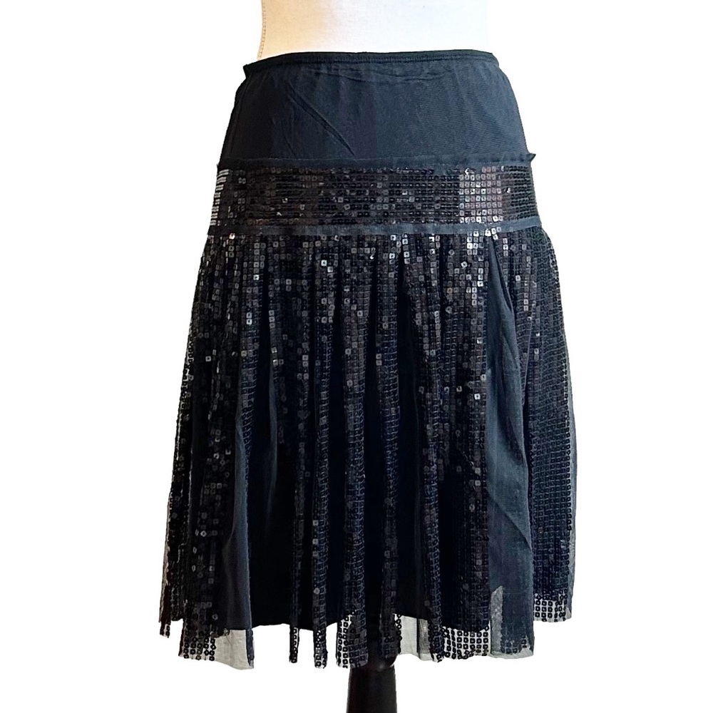 NWT - Max Studio Sequins Tulle Pleated A-Line Party Skirt Women’s Small in Black